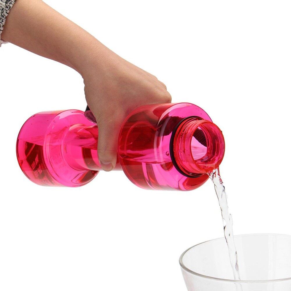 Rose Water Bottle 750ML Dumbbell Shaped Sport Drink Exercise Gym Protein Shake Weight Rose