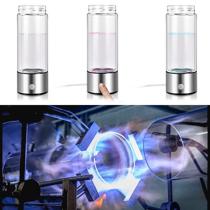 420mL Hydrogen Rich Water Bottle Glass Cup Mineral Water Water USB Rechargeable Hydrogen Rich Ionizer Anti- Water Purifier Filter Black