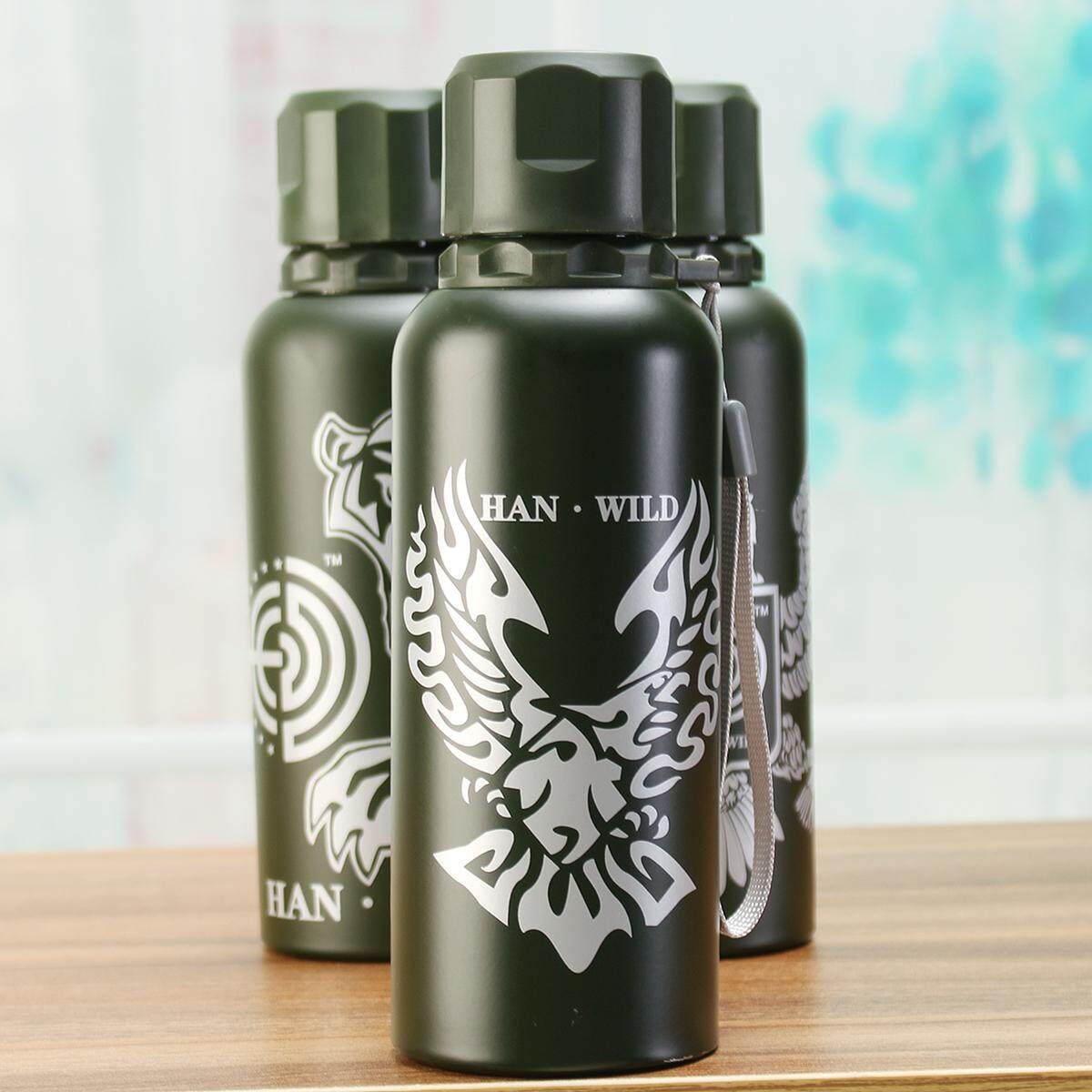 Stainless Steel Vacuum Flask 550ml Green Red Flame Eagle