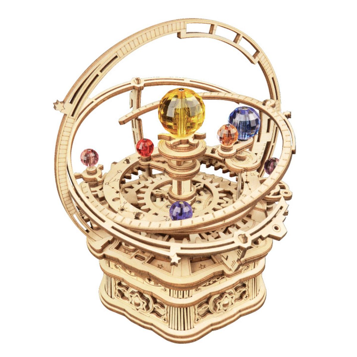 Ruotai Ruoke Mechanical Music Box Carousel DIY Assembled Wooden Model Toy Birthday Holiday Gift Female Star Love AMK51
