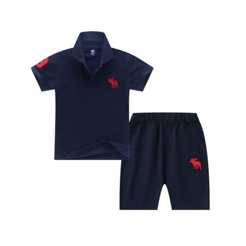 Two In 1 Cotton Polo And Shorts (4-5years) - Navy Blue