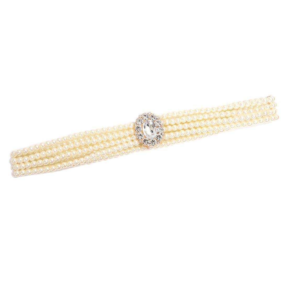 White Stunning 4 Layers Circle Rhine Buckle Pea
