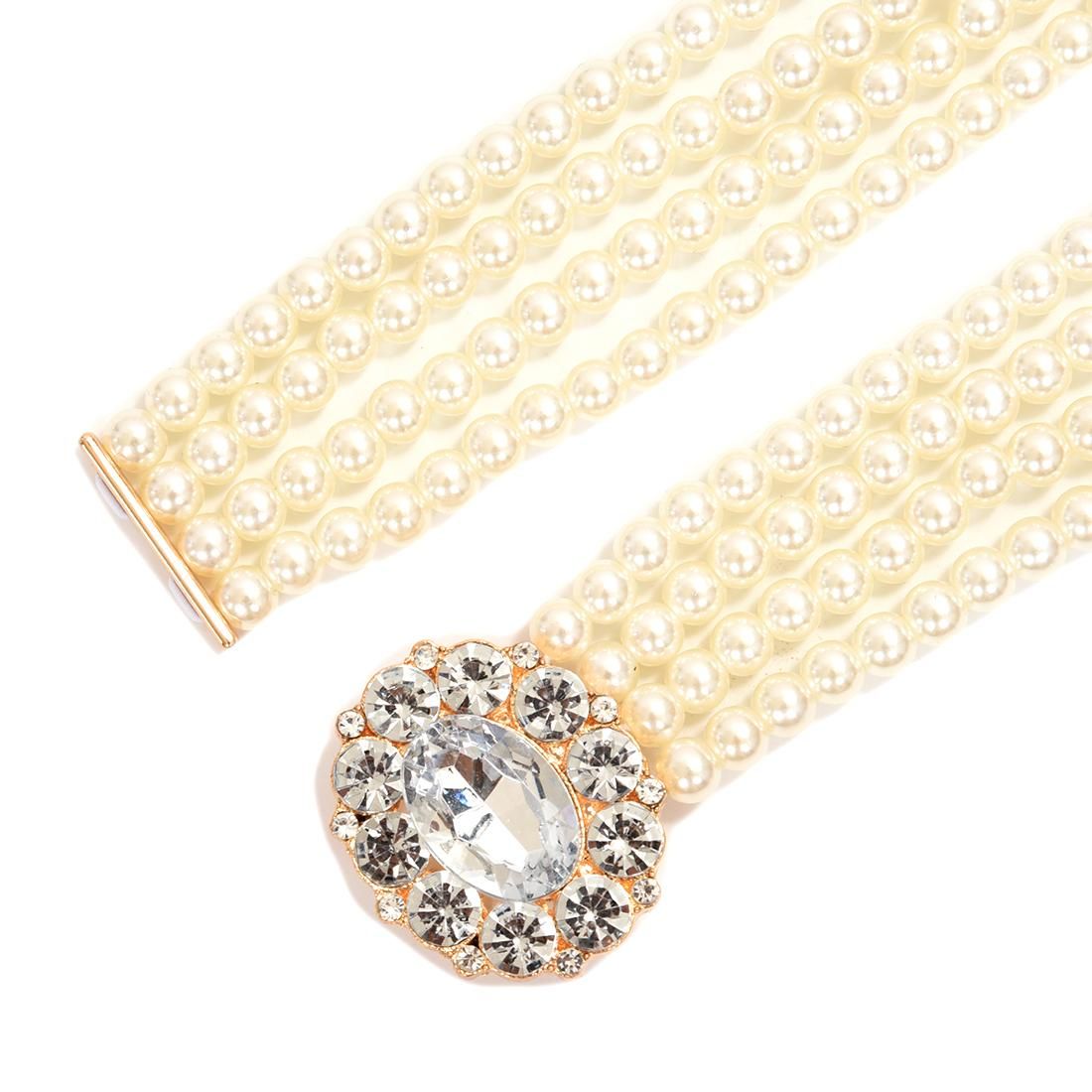White Stunning 4 Layers Circle Rhine Buckle Pea