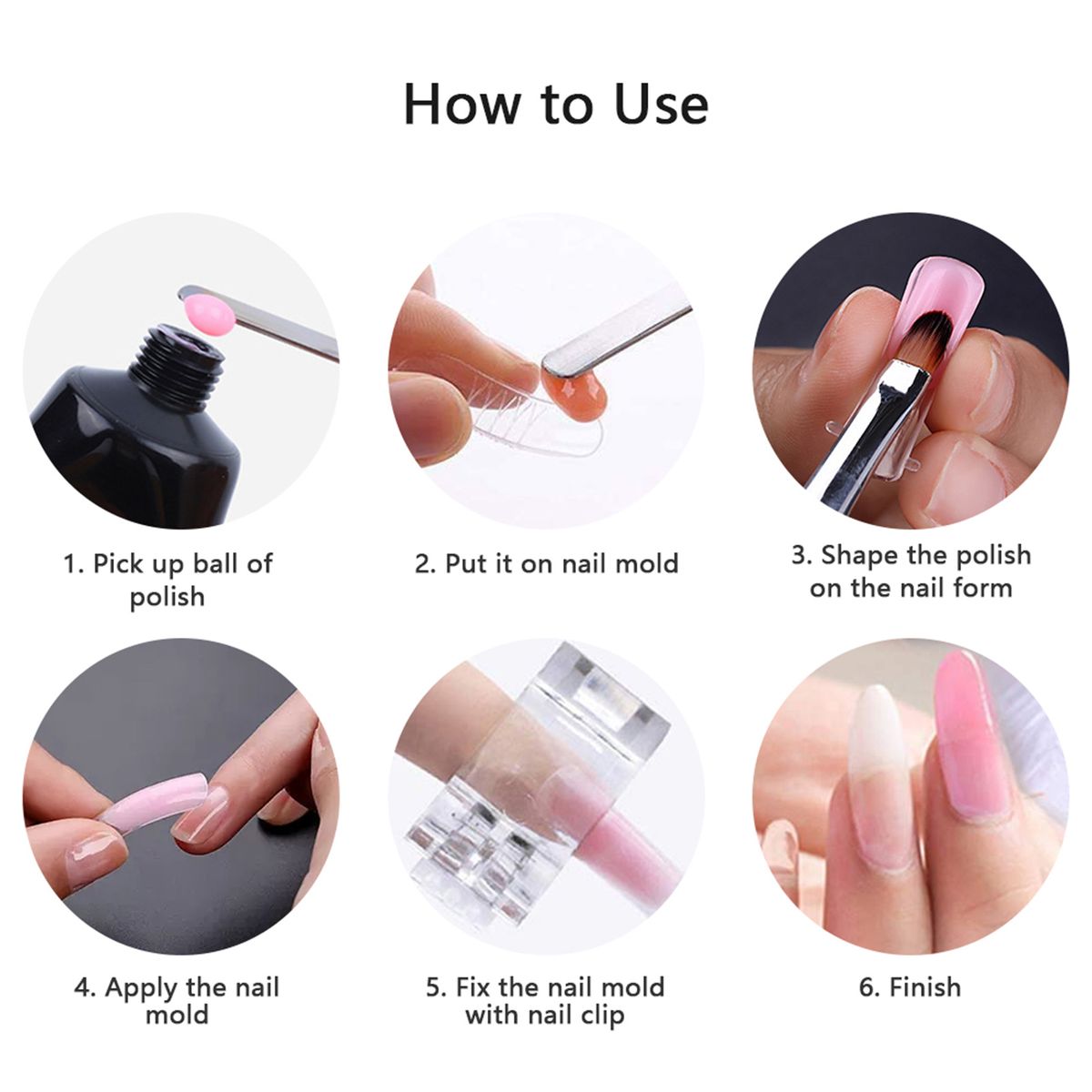 10PCS Nail Tips Clip Quick Building Extension Nail Clips