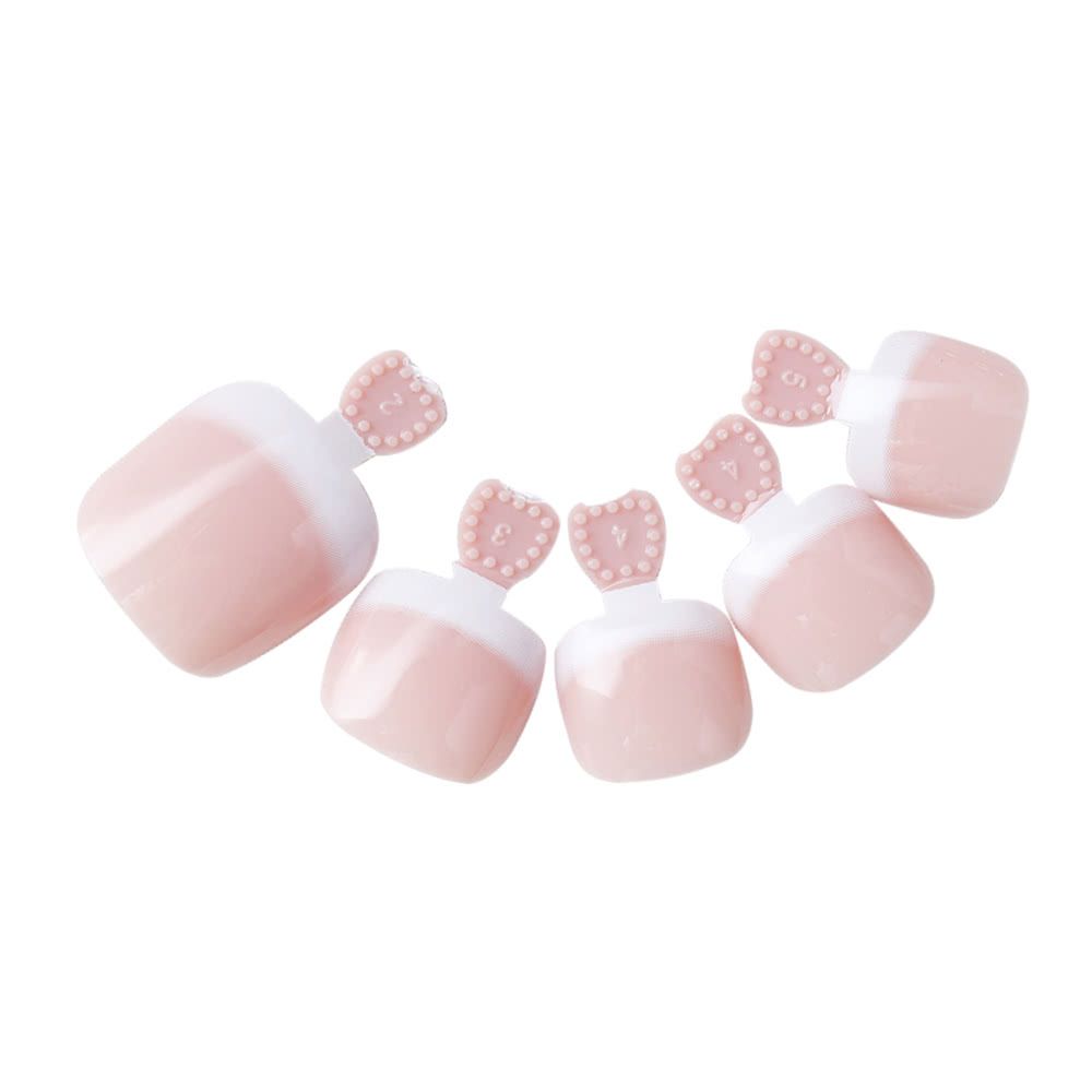 24Pcs False Toenail Tips Set French Full Cover Fake Toe Nail