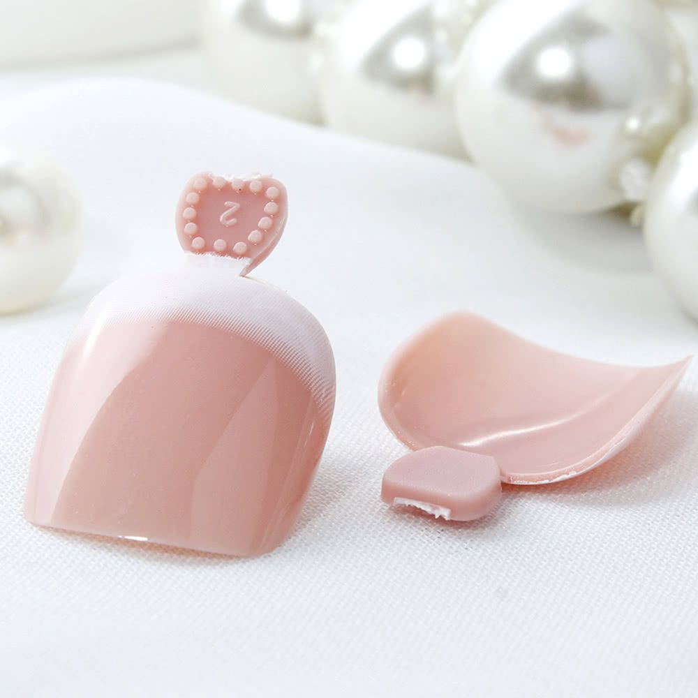 24Pcs False Toenail Tips Set French Full Cover Fake Toe Nail