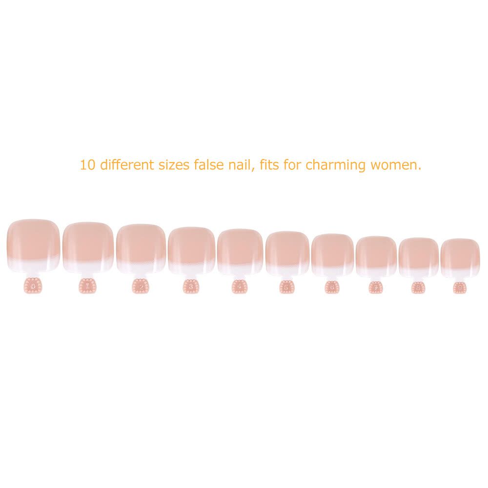 24Pcs False Toenail Tips Set French Full Cover Fake Toe Nail
