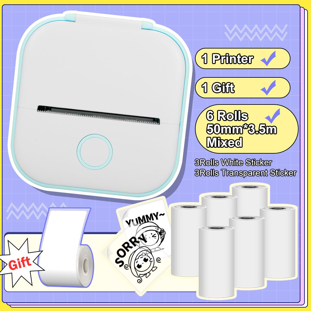Phomemo T02 Pocket Printer Portable Thermal Printer Inkless Stickers Maker Mini Wireless
