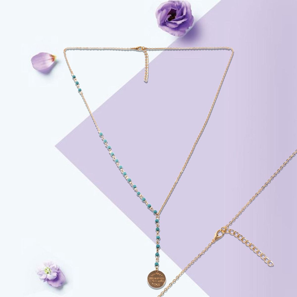 Women Turquoise Beads Gold Chain Gold