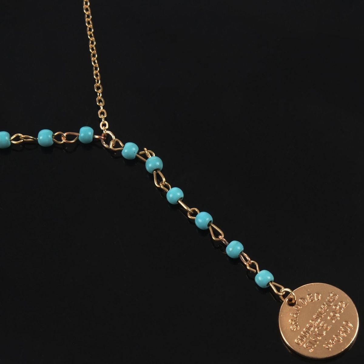 Women Turquoise Beads Gold Chain Gold