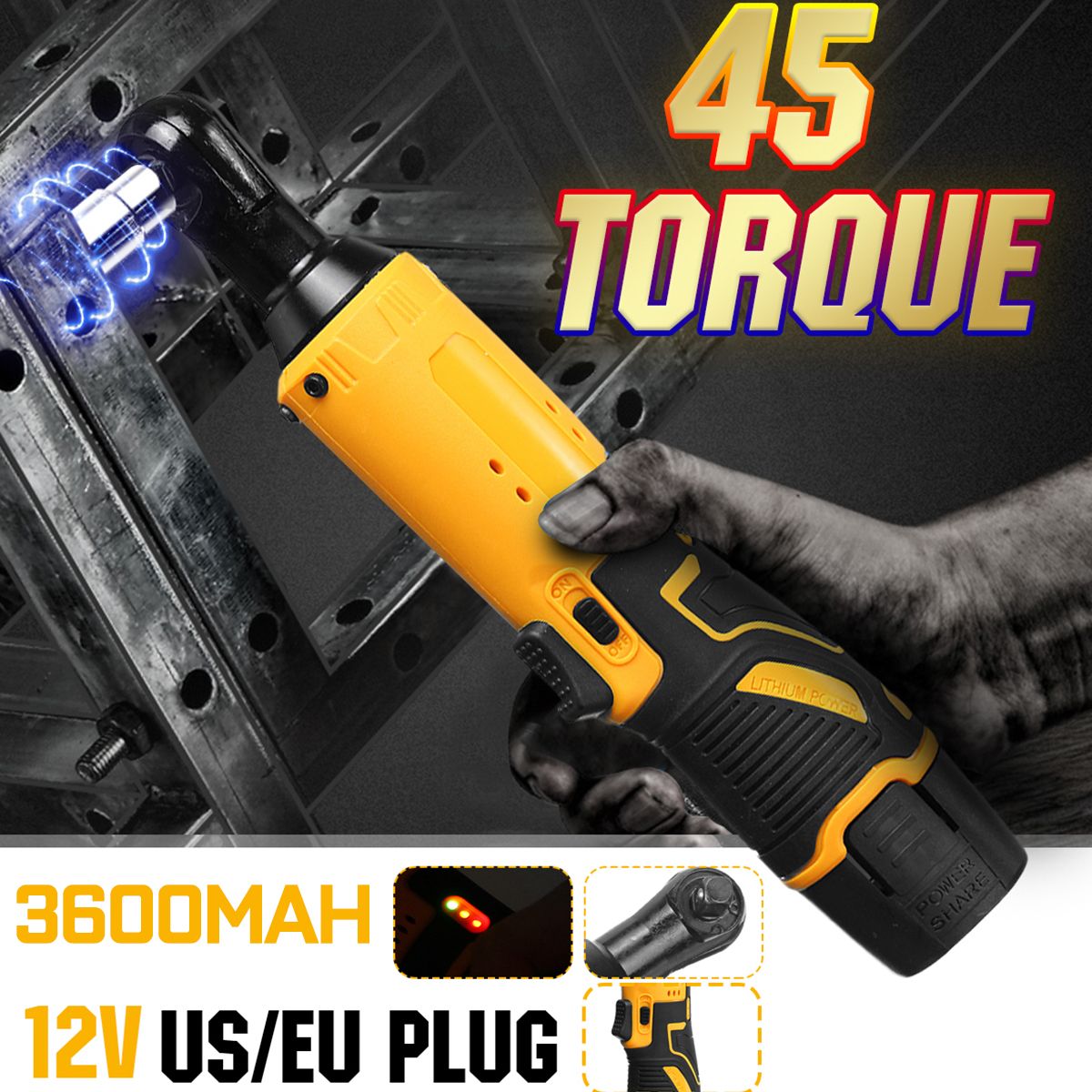 12V Wireless Rechargeable Electric Ratchet Wrench Torque 45 EU