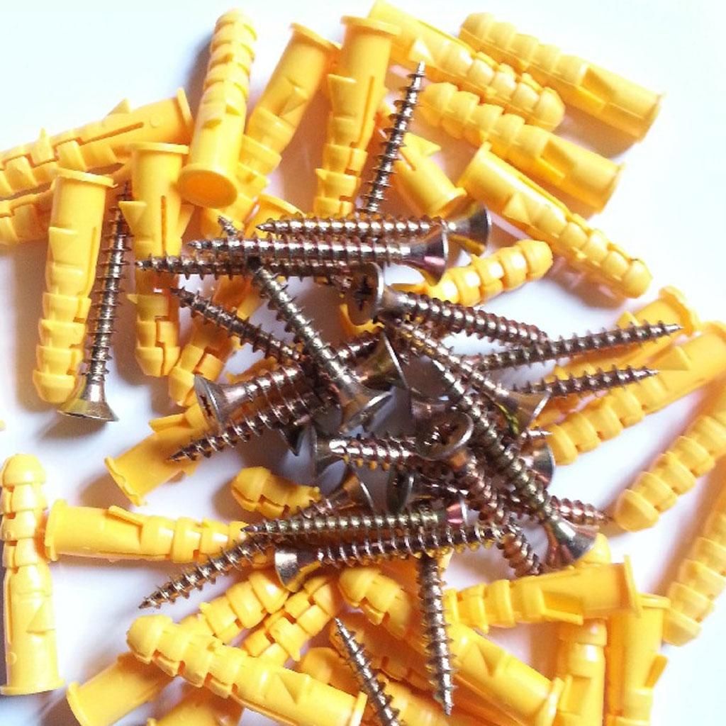 50 Sets M6 Frame Fixings Expansion Tube Anchors Nails Plug Bolt And