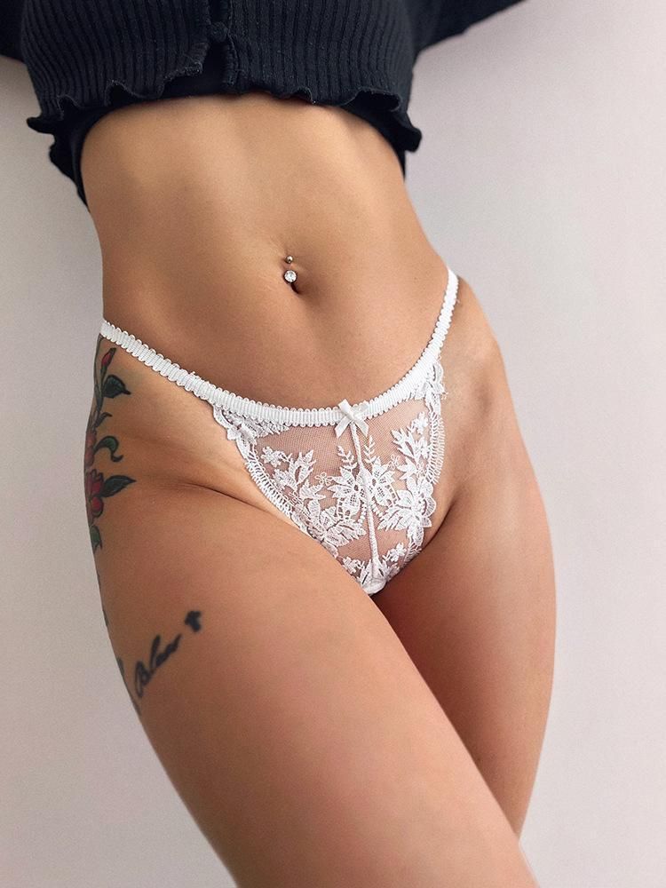 Women's Lace Embroidered Sexy G-string Pants Tanga Thong T-back  Pants