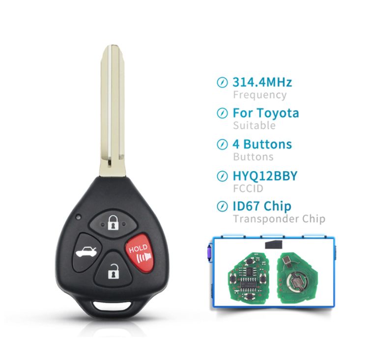 HyQ12BBY 314.4 Mhz ID67 Car 3/4 Buttons Remote Key For Toyota Camry Avalon Corolla Matrix RAV4 Yaris