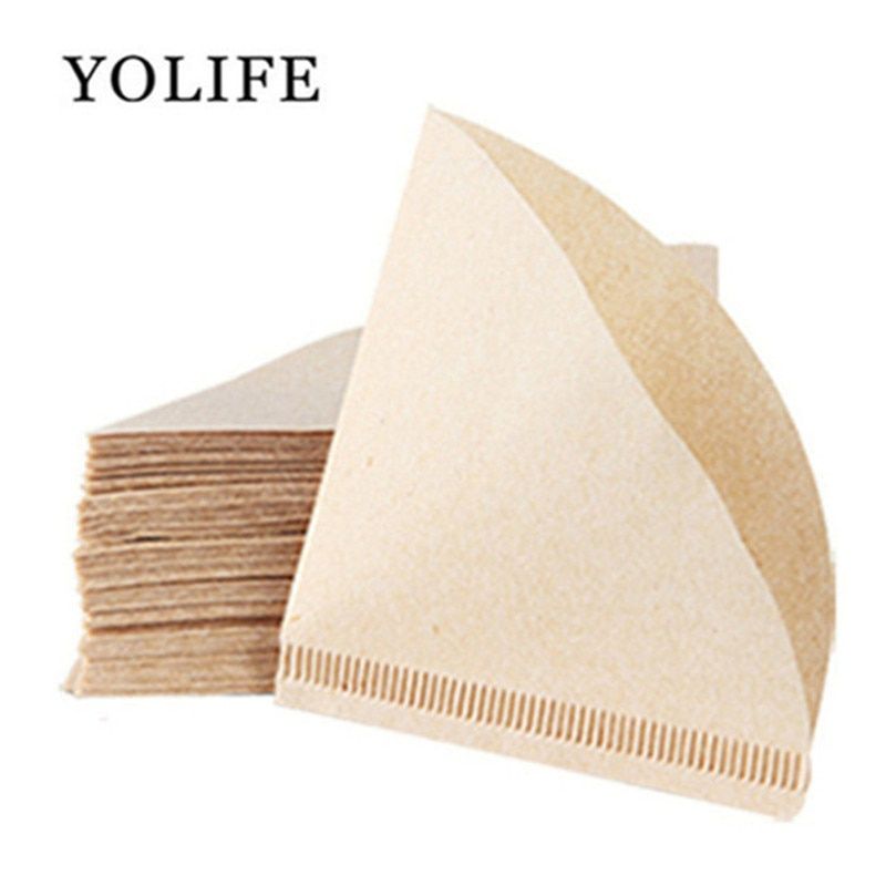 100 Pieces New Wooden Hand V60 Drip Paper Coffee Filter
