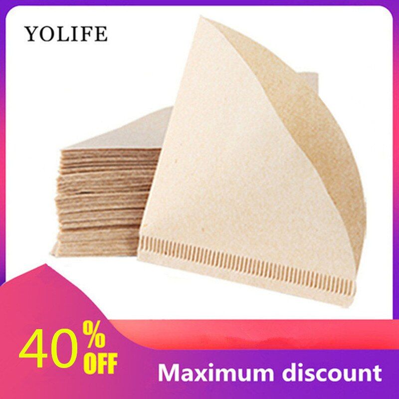100 Pieces New Wooden Hand V60 Drip Paper Coffee Filter