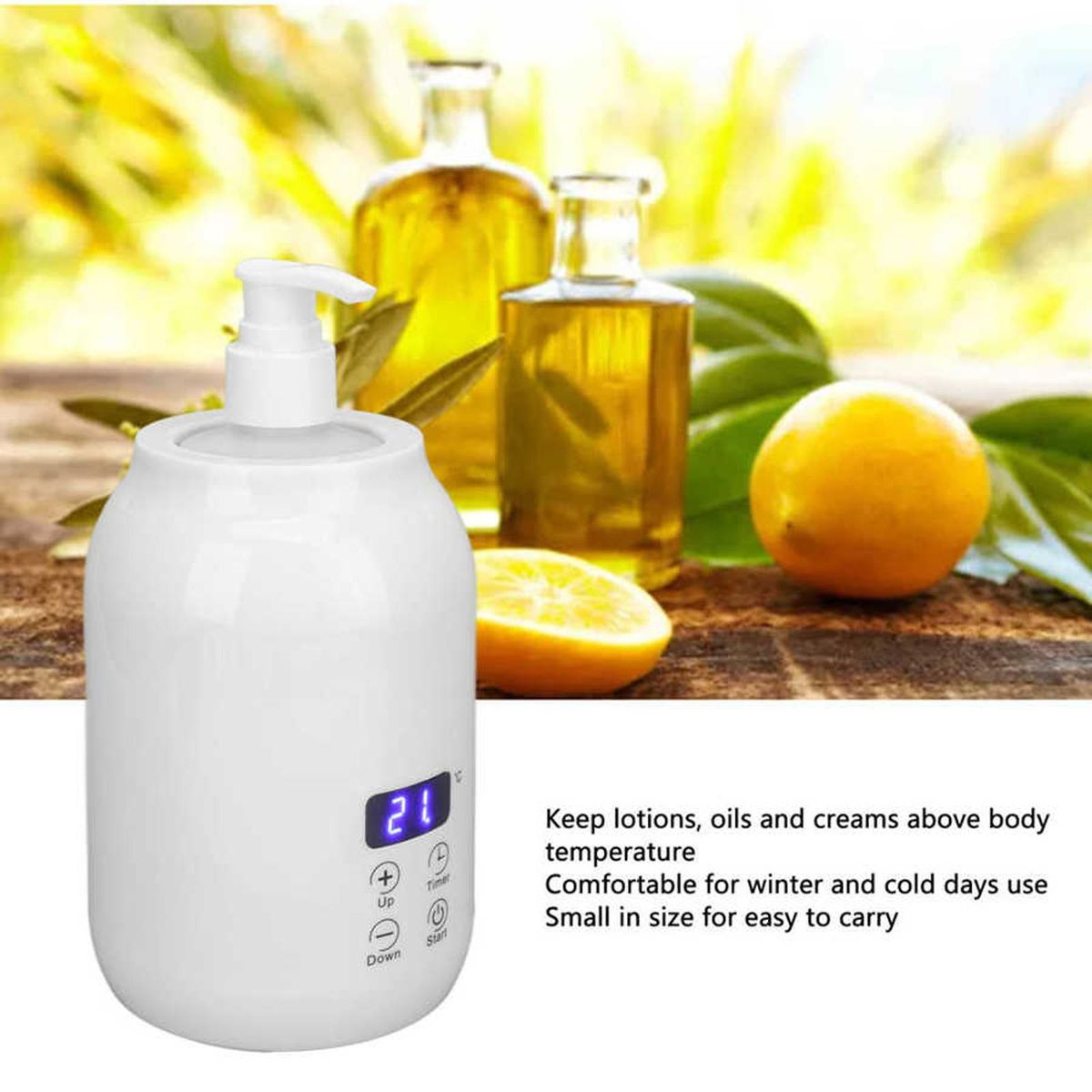 Single Bottle Massage Oil Heater Multifunction LED White