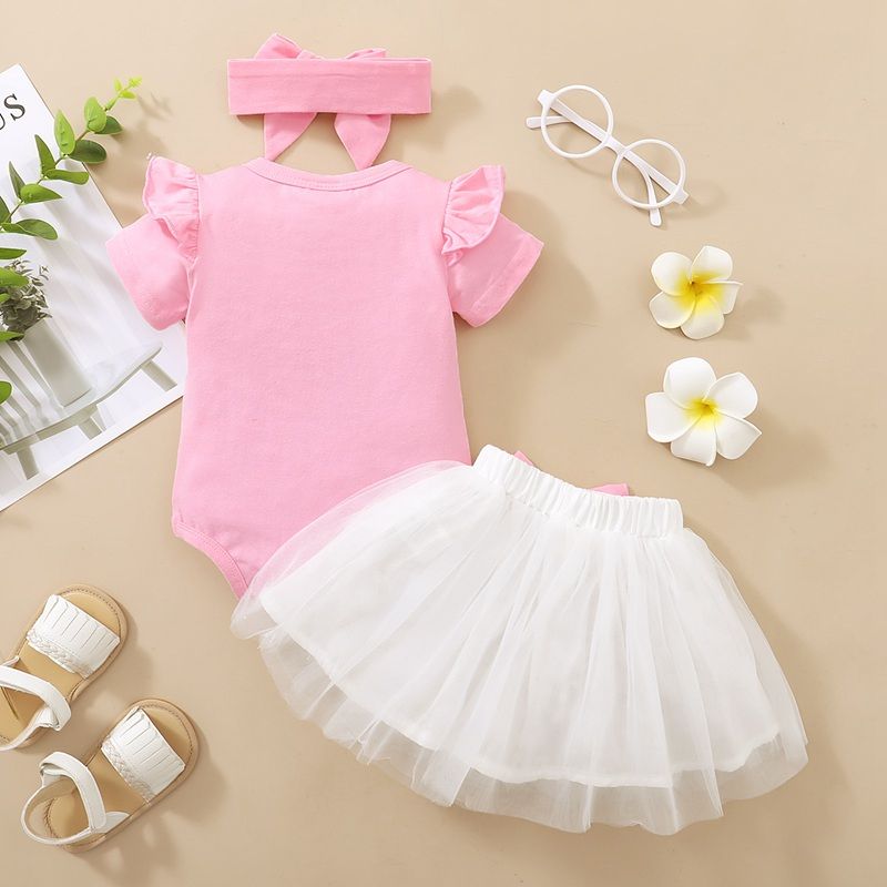 0-18 Months Newborn Baby Girl Rabbit Bodysuit+Skirt+Headwear
