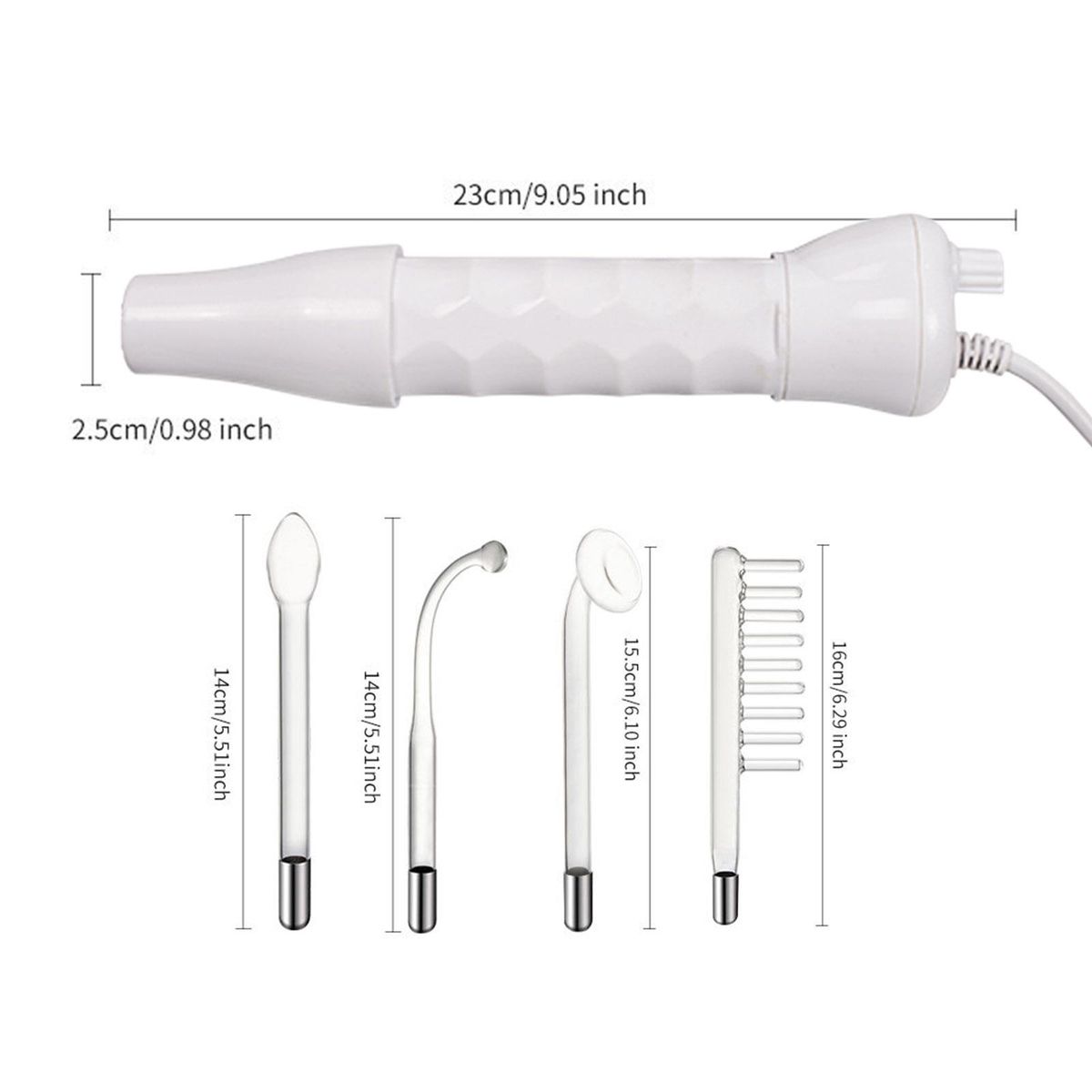 4 In1 High Frequency Facial Spa Machine with LED Light Electrode Glass Tube Wand Face Skin Care Wand Comb Acne Remover Skin Lifting Hair Care