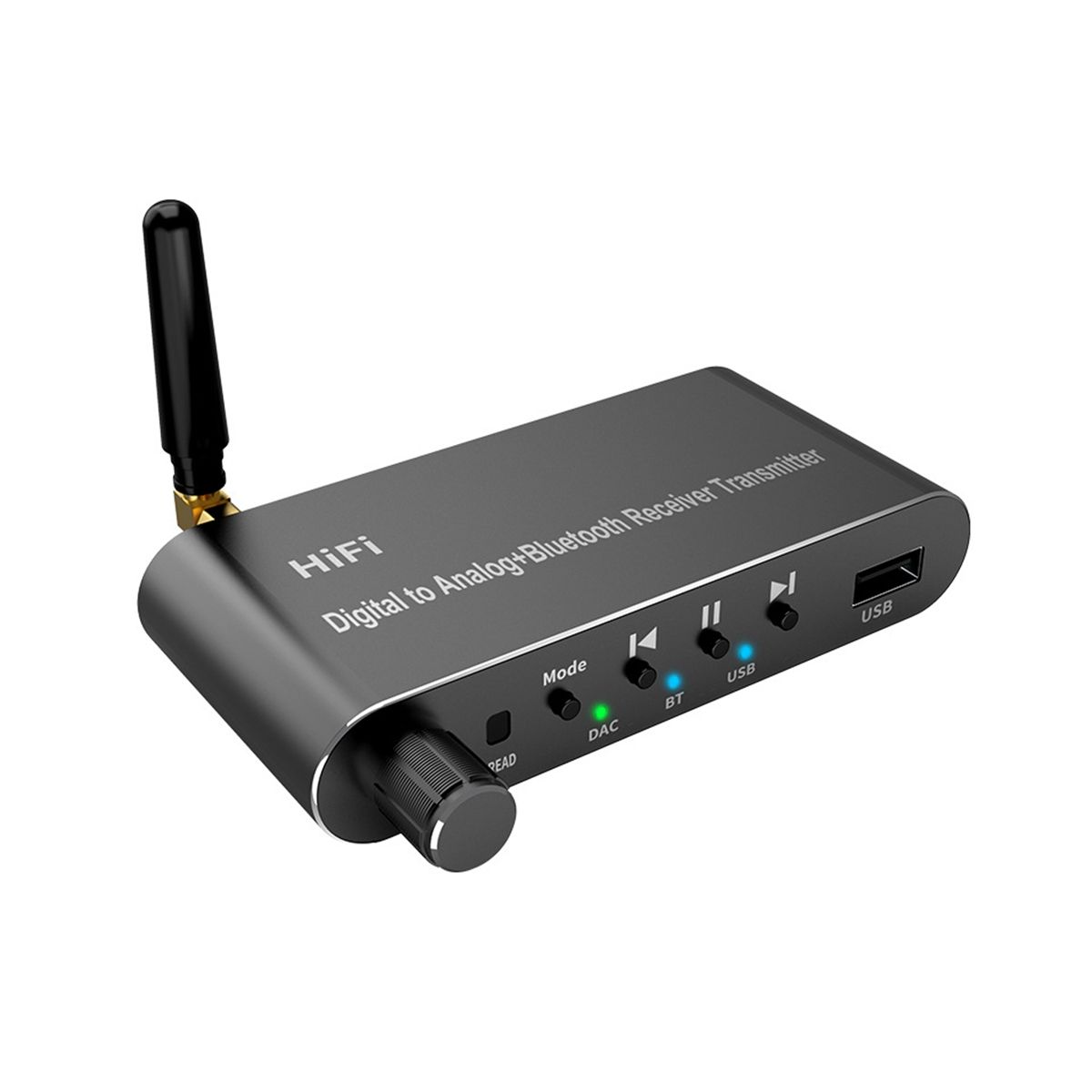 Bluetooth 5.1 Receiver Transmitter Audio Converter U-Disk Play Coxial/Optical to 3.5MM AUX R/L DAC Converter for TV MP3