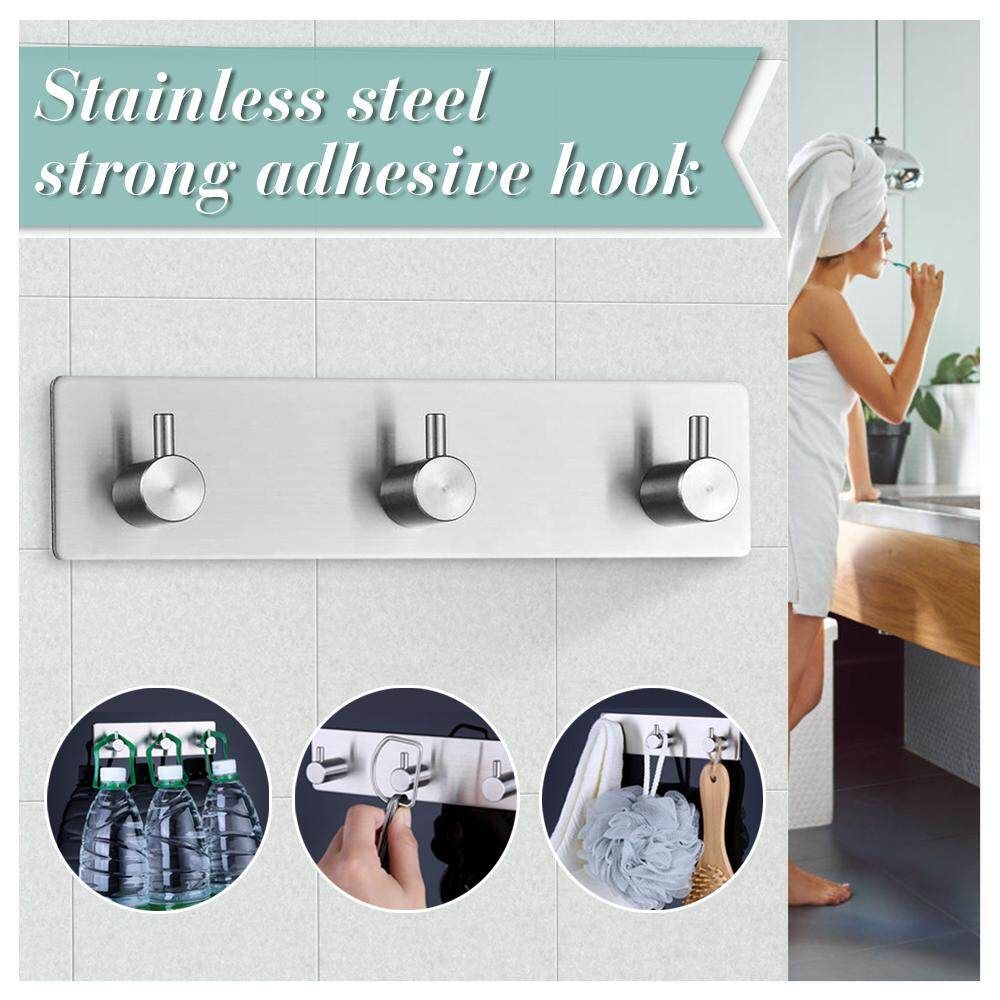 Hook Three Hook Stainless Steel Hook Free Punching No Trace Hook Strong Adhesive