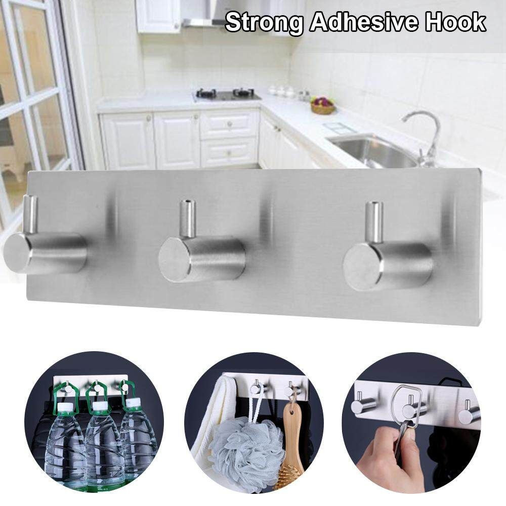 Hook Three Hook Stainless Steel Hook Free Punching No Trace Hook Strong Adhesive