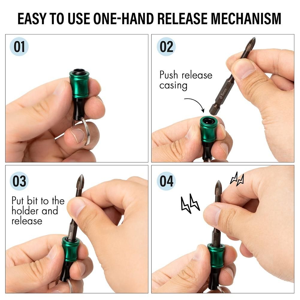 Bit Holder Keychain2 Sets Of 6PCS 14 Drill Bit Holder Easy Release and Quick Change Bit HolderScrewdriver Bit Holder