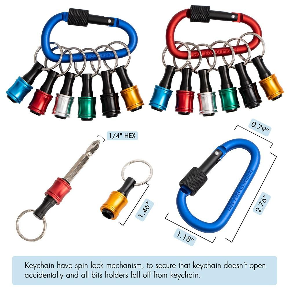Bit Holder Keychain2 Sets Of 6PCS 14 Drill Bit Holder Easy Release and Quick Change Bit HolderScrewdriver Bit Holder