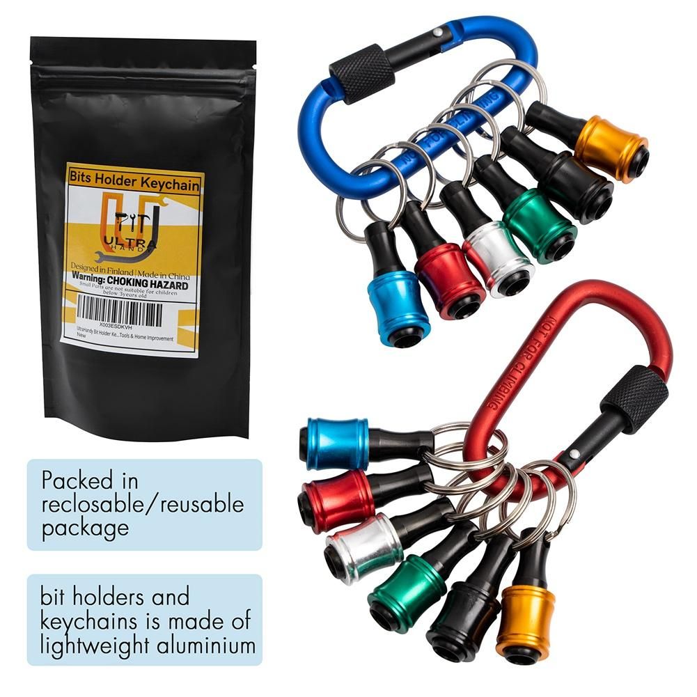 Bit Holder Keychain2 Sets Of 6PCS 14 Drill Bit Holder Easy Release and Quick Change Bit HolderScrewdriver Bit Holder