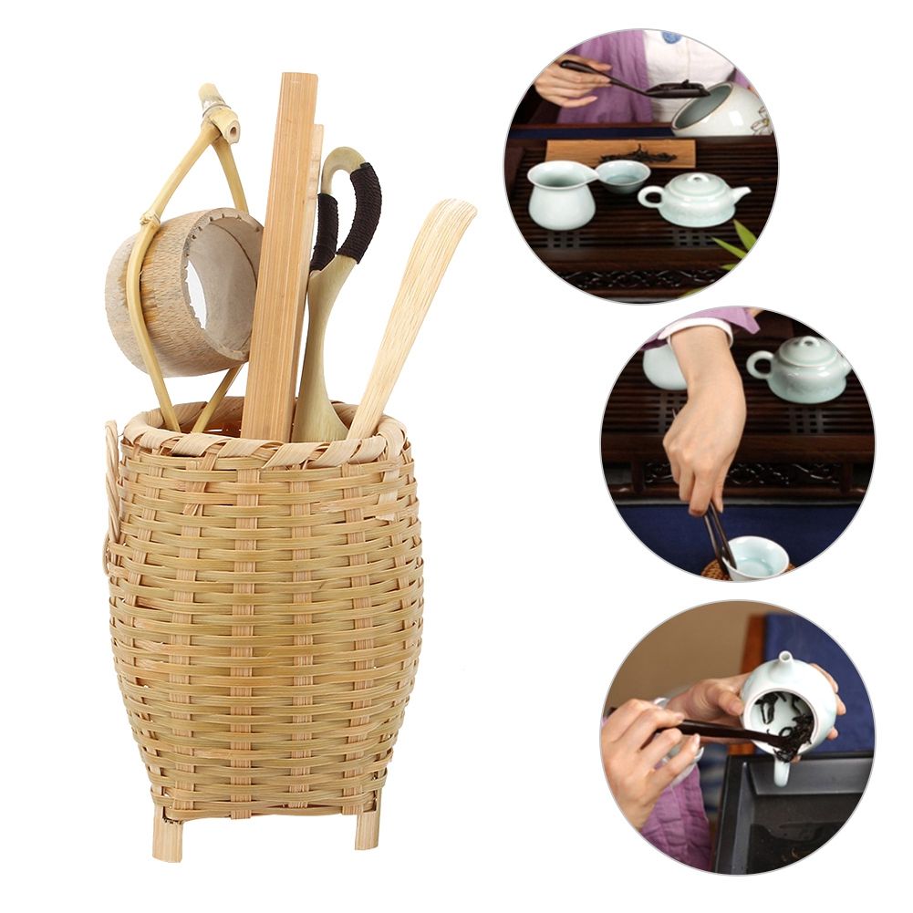 6PCS Manual Bamboo Tea Basket Set Gongfu Tea Ceremony
