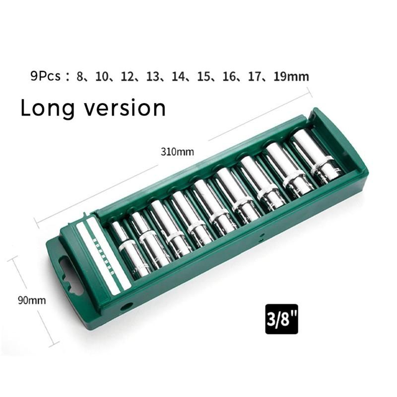 9 Pieces Of 38Inch External Socket Long Hexagon Socket Head Sleeve Combined Ratchet Wrench Tool