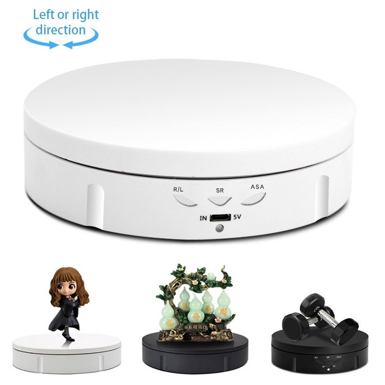 14.6cm USB Electric Rotating Turntable Display Stand Video Shooting Props Turntable For Photography, Load: 10kg(White)