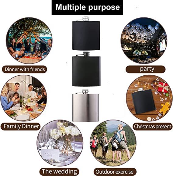 Whiskey Flask Case Drinking Alcohol Hip Flask Black