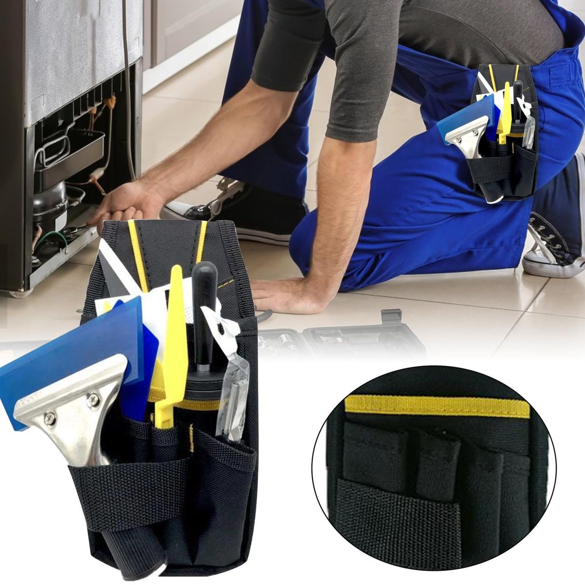 Tool Bag Organizer Waterproof Electrician Tool Pouch with for Small Black