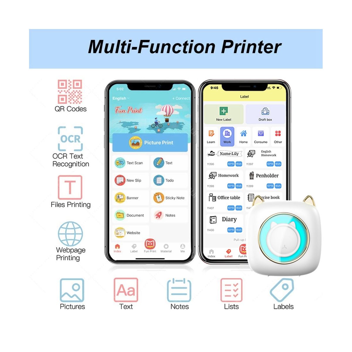 C23 Mini Thermal Label Printer Portable Photo Printer Wrong
