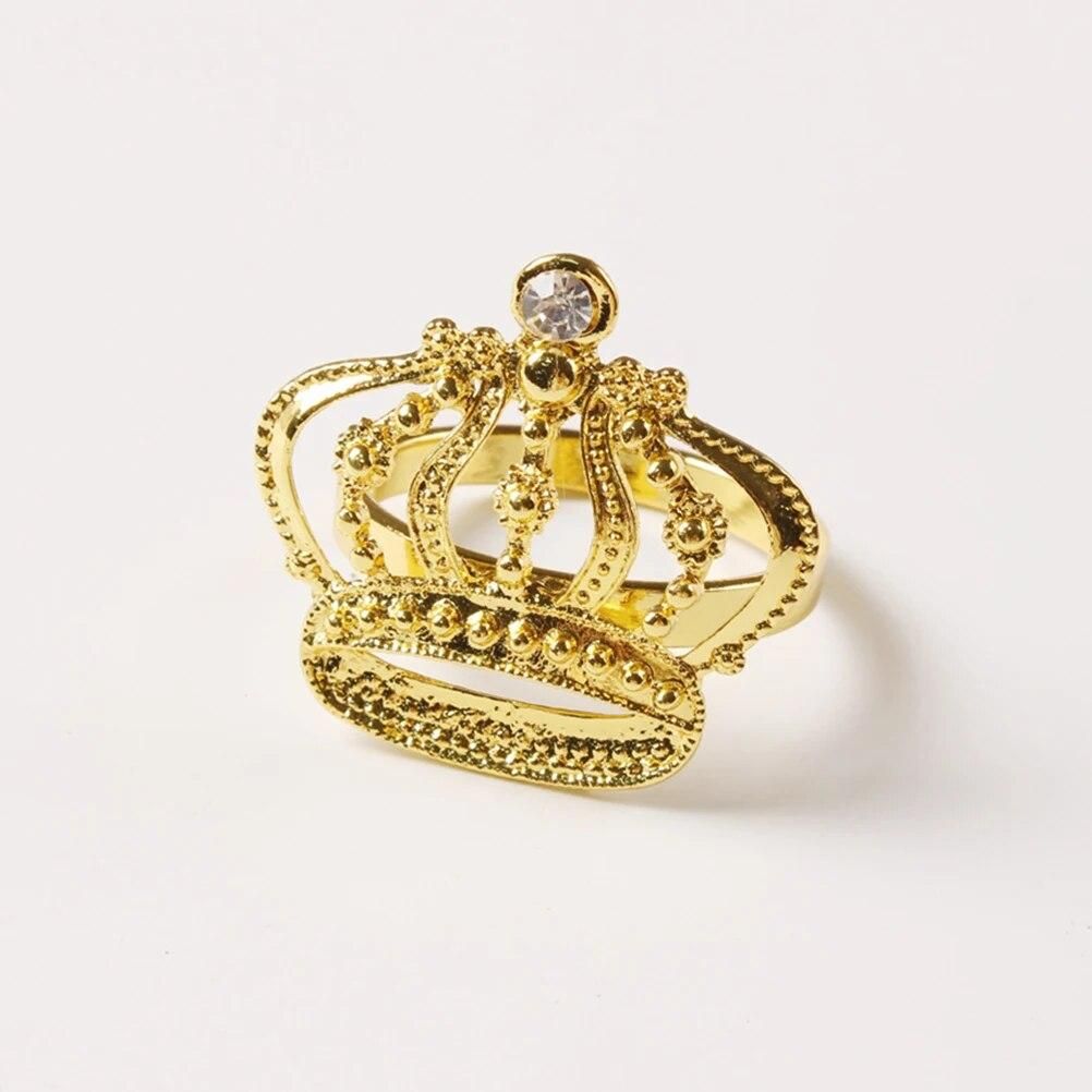 4pcs Golden Fashion Napkin Rings Sparkling Napkin Buckles Crown Napkin Holders Dinning Table Setting Decor for Wedding Party