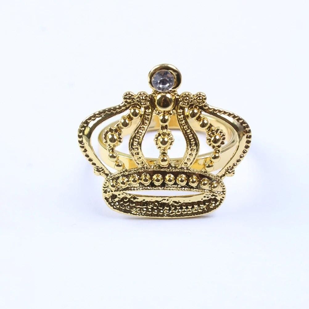 4pcs Golden Fashion Napkin Rings Sparkling Napkin Buckles Crown Napkin Holders Dinning Table Setting Decor for Wedding Party