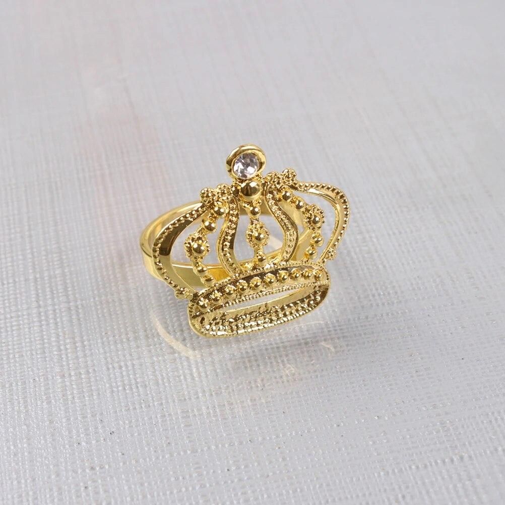 4pcs Golden Fashion Napkin Rings Sparkling Napkin Buckles Crown Napkin Holders Dinning Table Setting Decor for Wedding Party