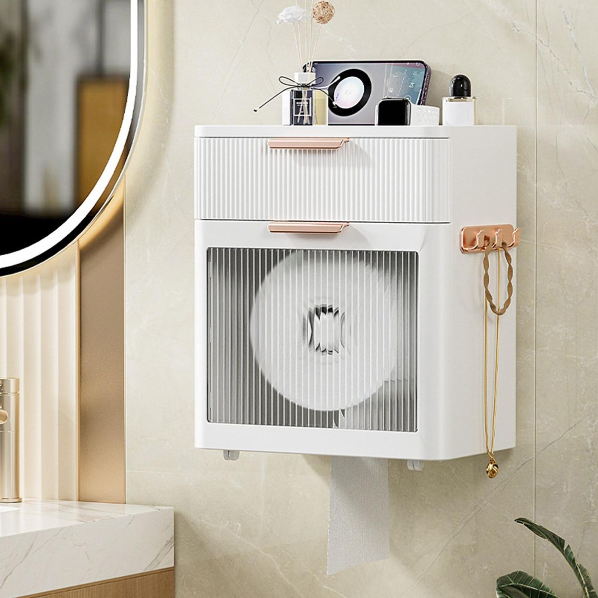 Napkin Towel Case Home Toilet Room Roll Tissue Holder White
