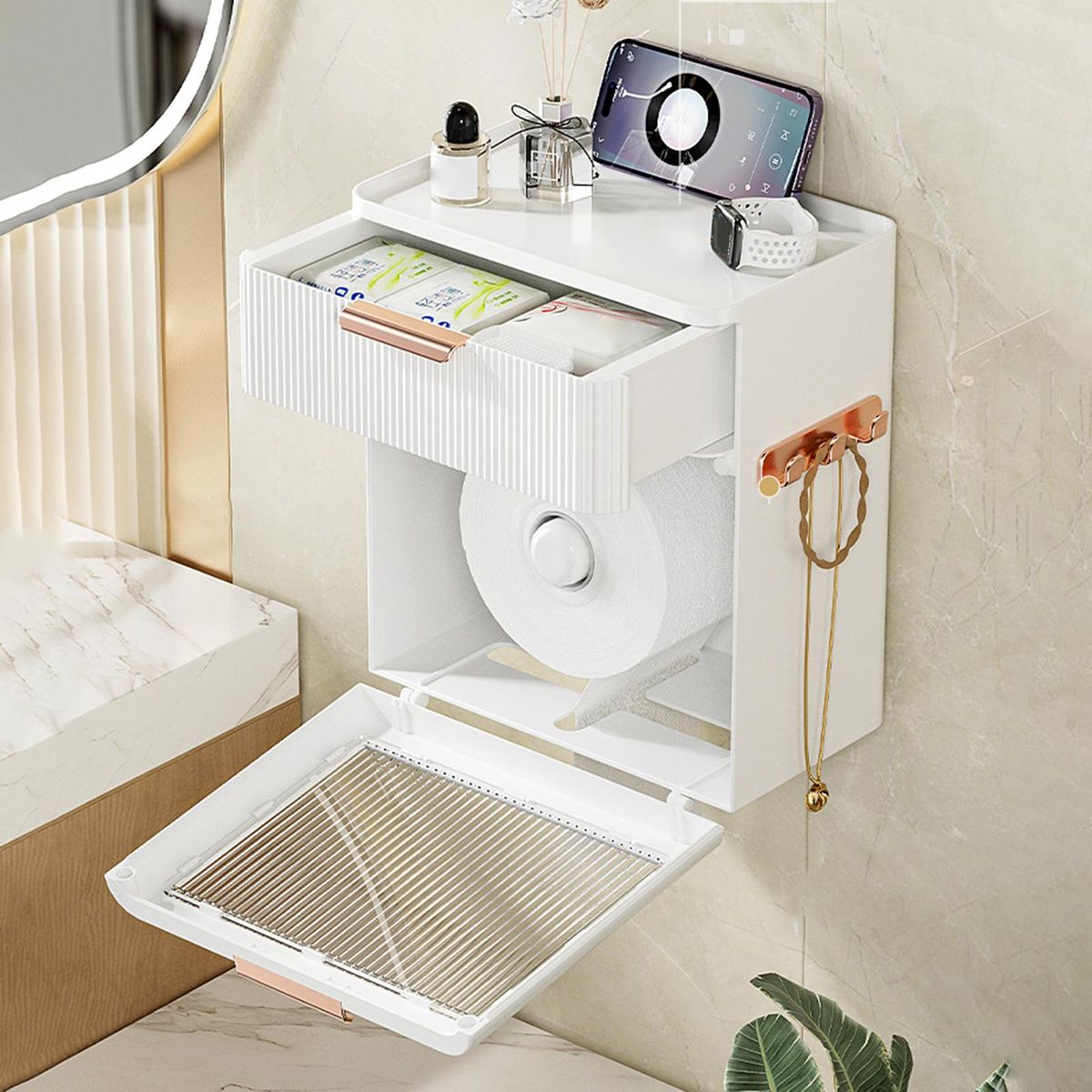 Napkin Towel Case Home Toilet Room Roll Tissue Holder White