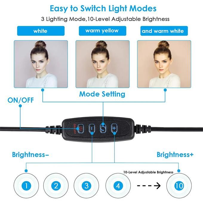 26cm LED Ring Light USB Desktop Projector Tripod Kit for Camera Mobile Selfie Youtube Live Video Photography Ring Light