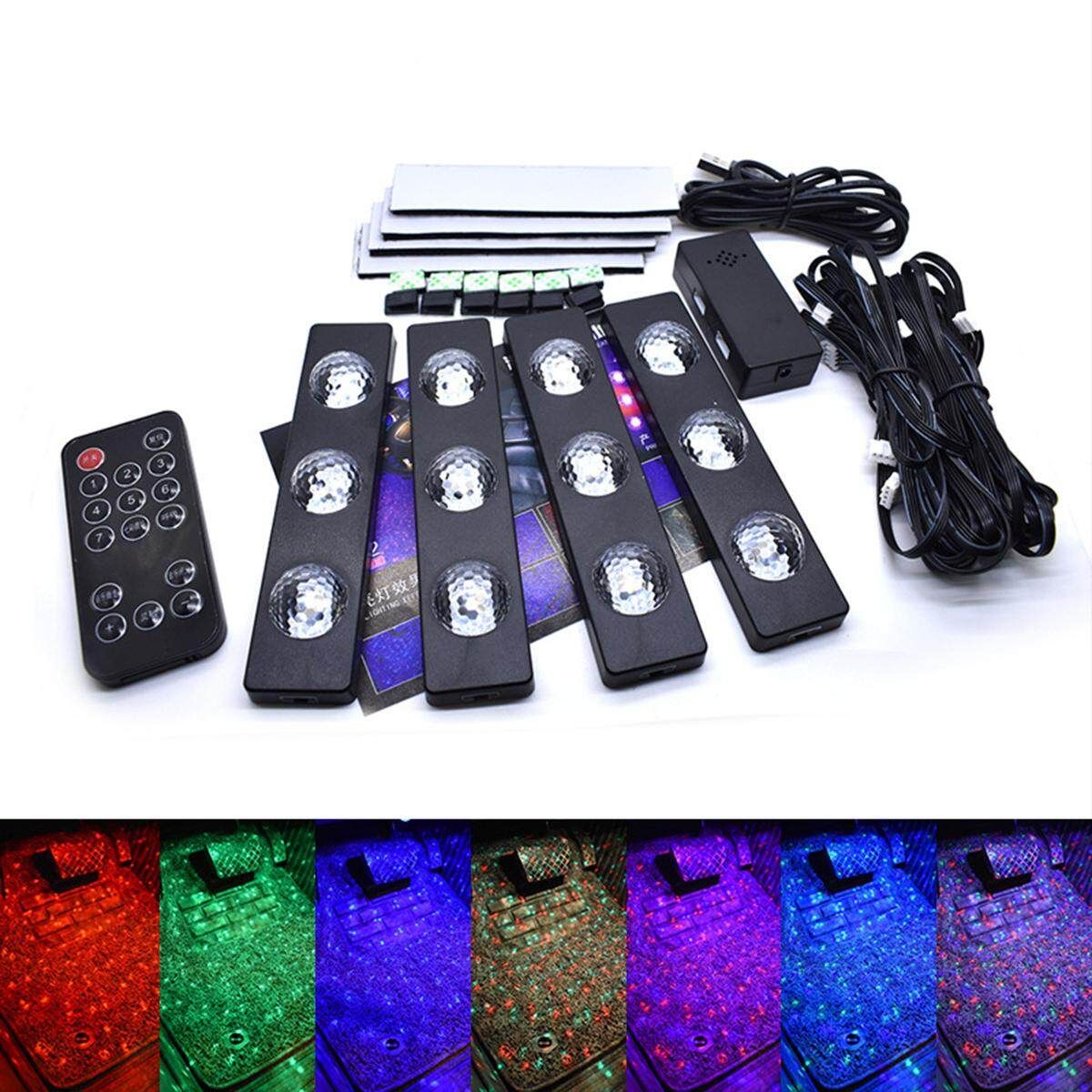 [Remote&Voice Control] Multi- USB LED Multi Car Interior Neon Lights Lamps