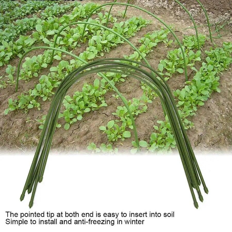 6Pcs Plastic-Coated Steel Pipe Greenhouse Hoop Arch Shape Frame Garden Accessories Household Plant Clamps Extension Support