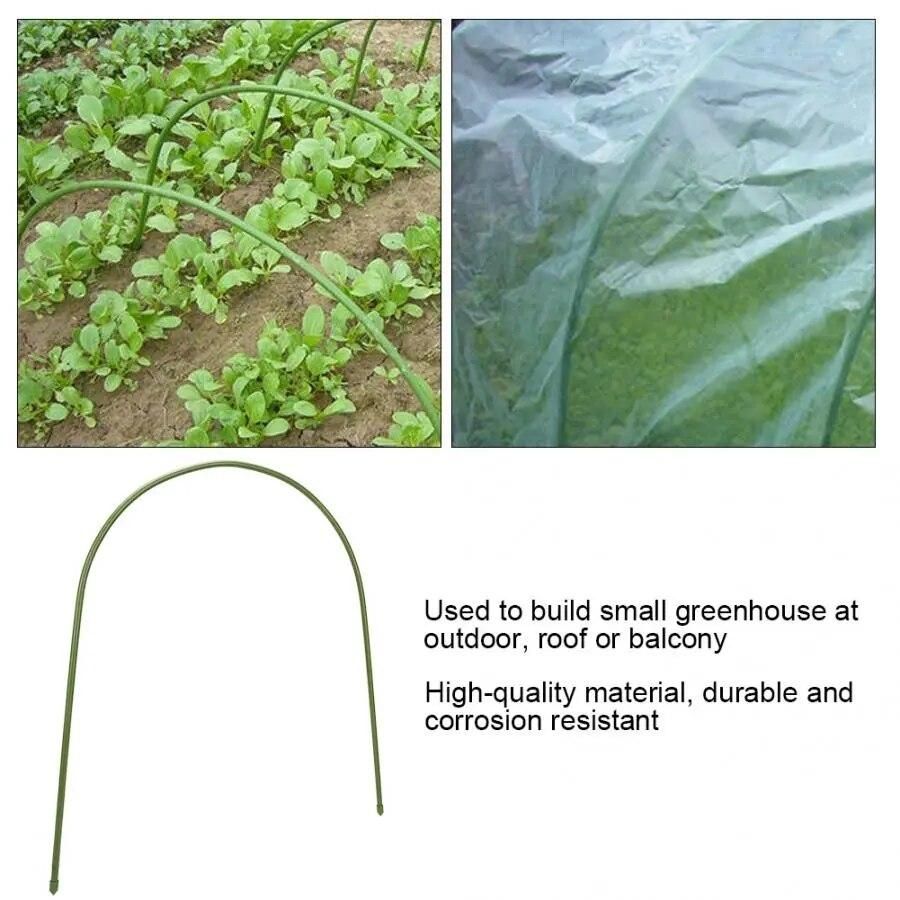 6Pcs Plastic-Coated Steel Pipe Greenhouse Hoop Arch Shape Frame Garden Accessories Household Plant Clamps Extension Support