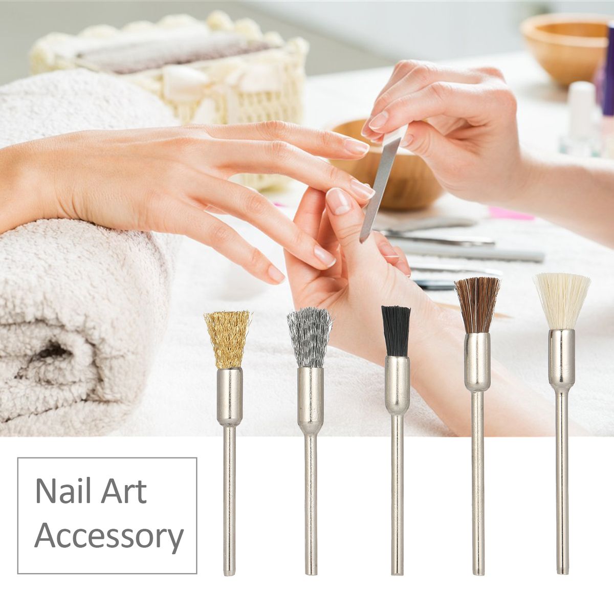 5PCS Nail Drill Bits Brush Kit Files Nail Art Drill Bit