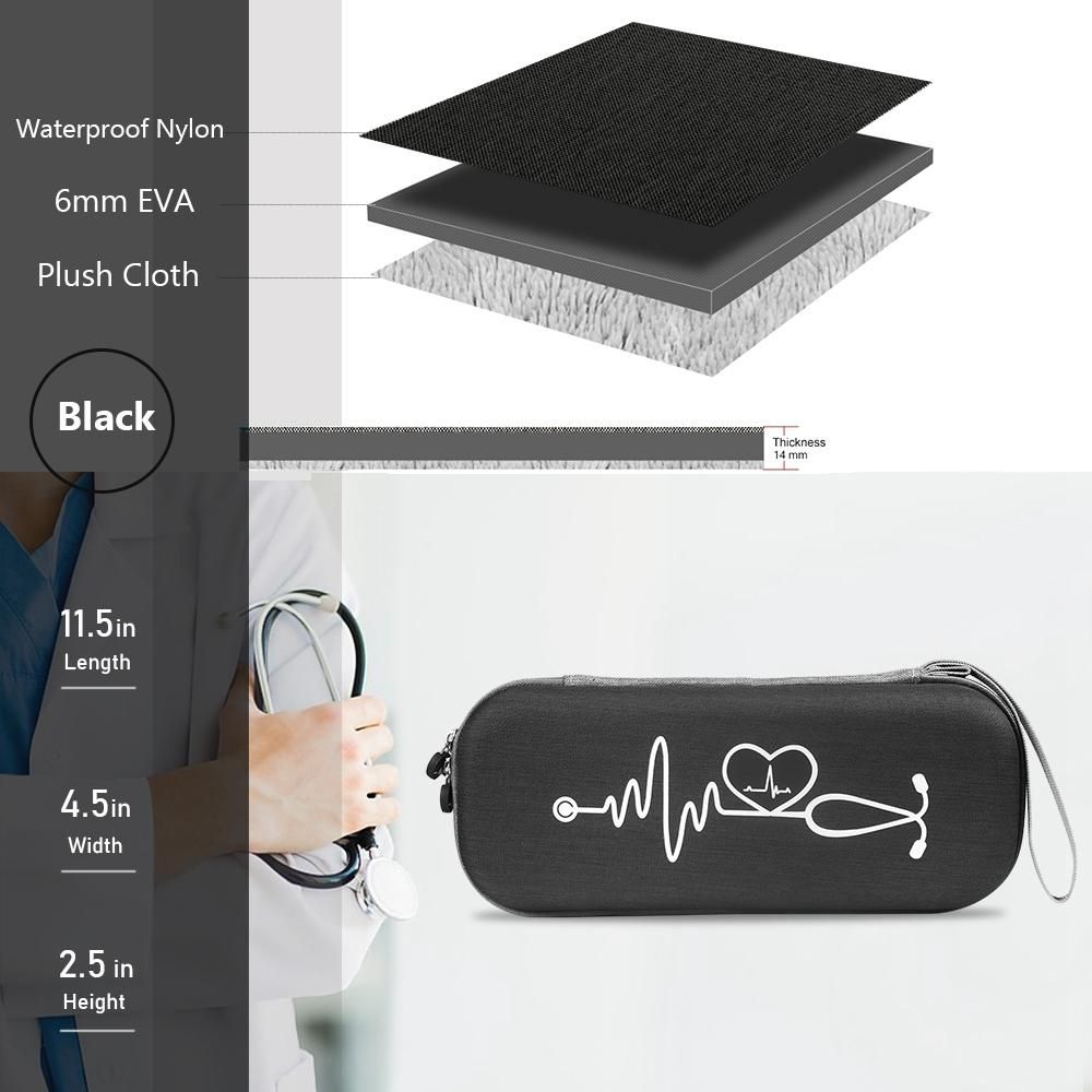 Protective Case for 3M Littmann Classic III Stethoscope Accessories Portable Storage Bag Carrying Case Pouch(Black)