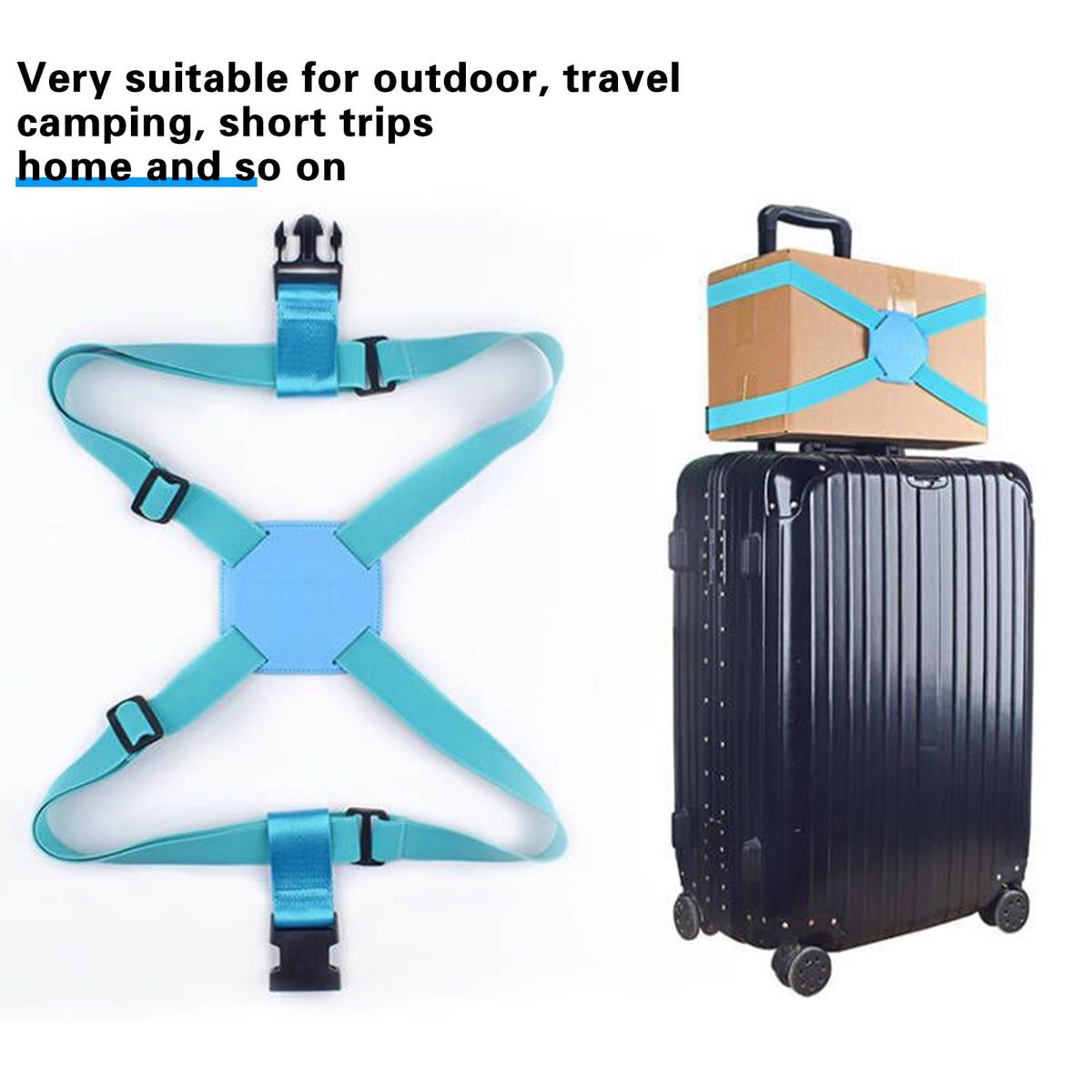 Secure Travel Luggage Strap Elastic Belt for Suitcase Telescopic Bag Blue