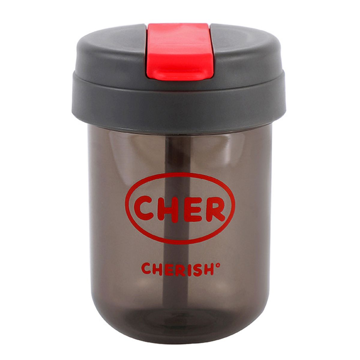 300ml Straw Cup Portable Outdoor Straw Bottle Cup Grey