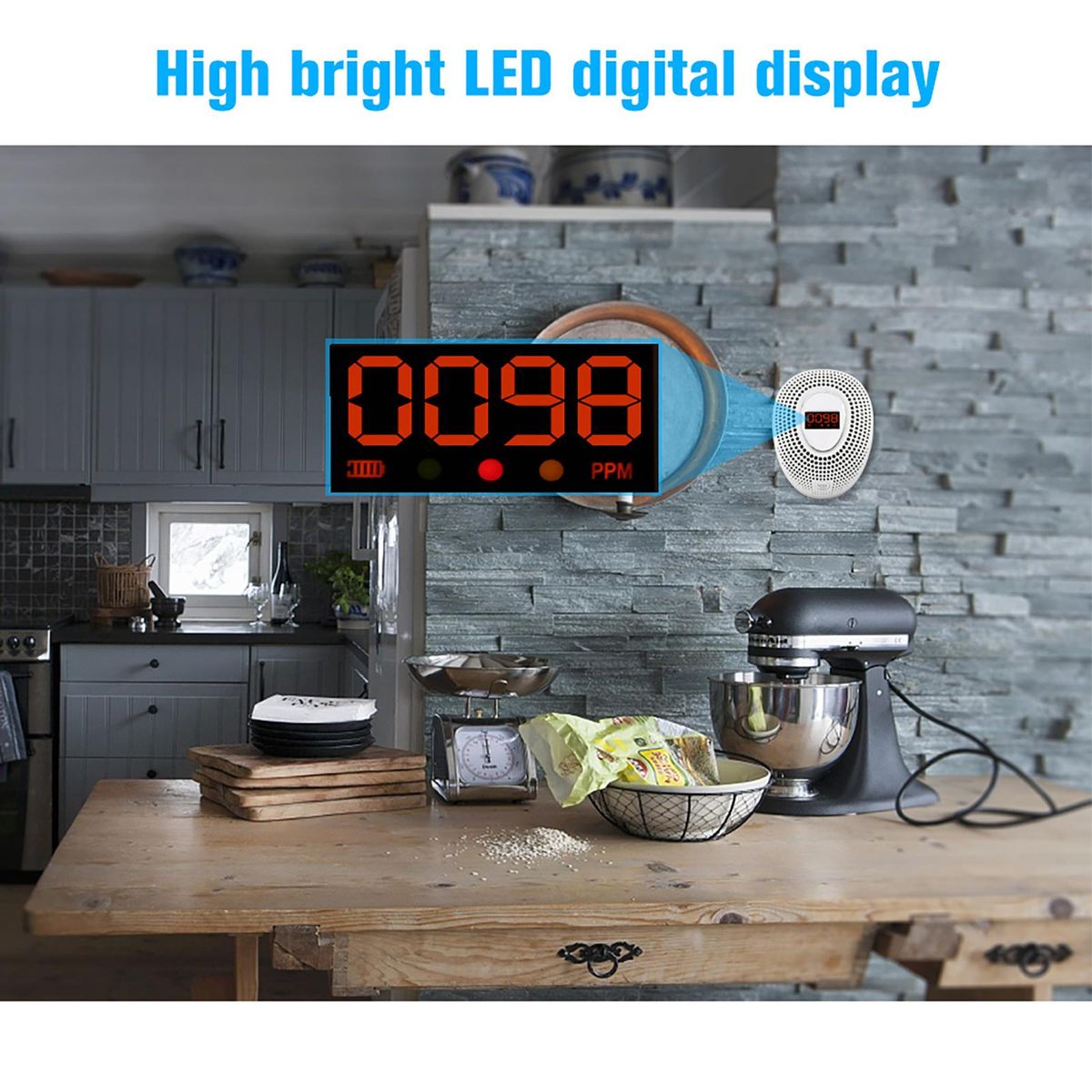 KERUI CD18 Wireless CO Gas Sensor Carbon Monoxide Leakage Alarm Detector LED Digital Display Gas Concentration PPM 433MHz Home Security System