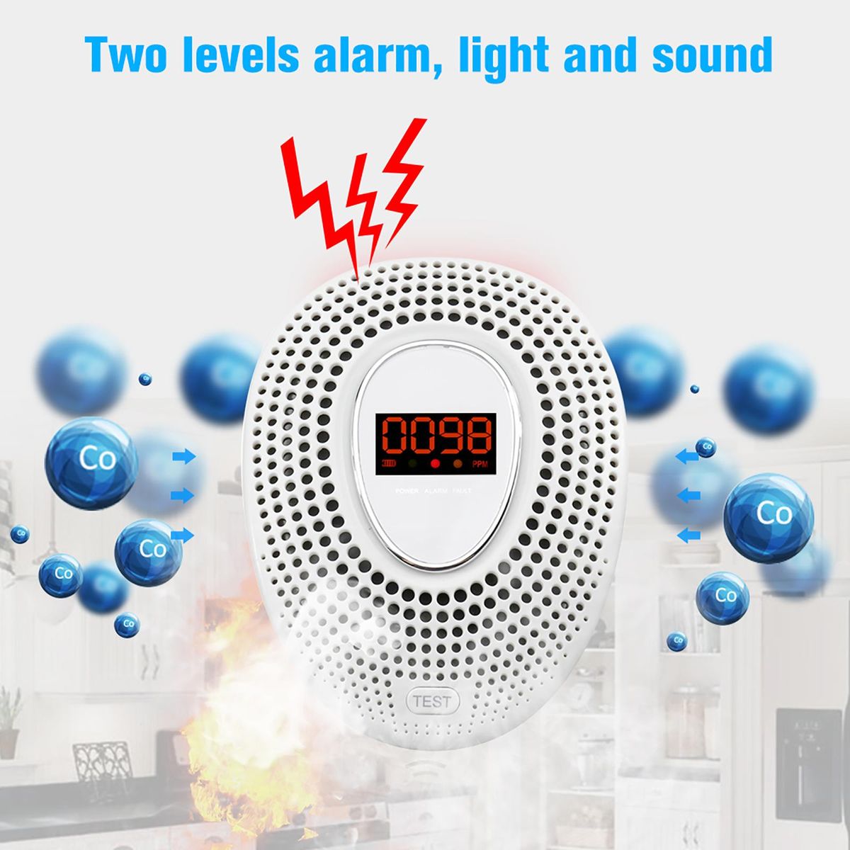 KERUI CD18 Wireless CO Gas Sensor Carbon Monoxide Leakage Alarm Detector LED Digital Display Gas Concentration PPM 433MHz Home Security System